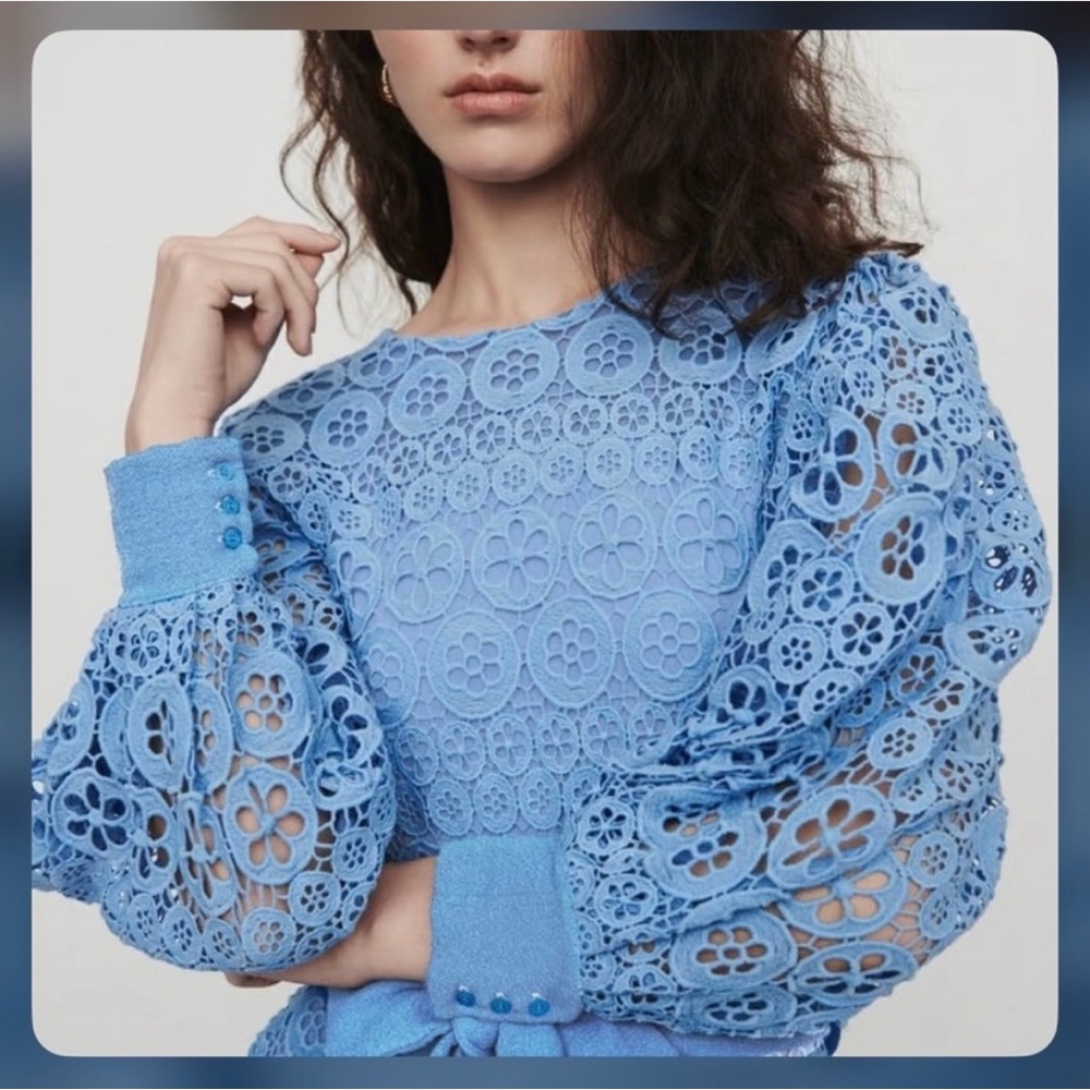 Maje Ingrid Blue Lace Romper - NWT - size 36